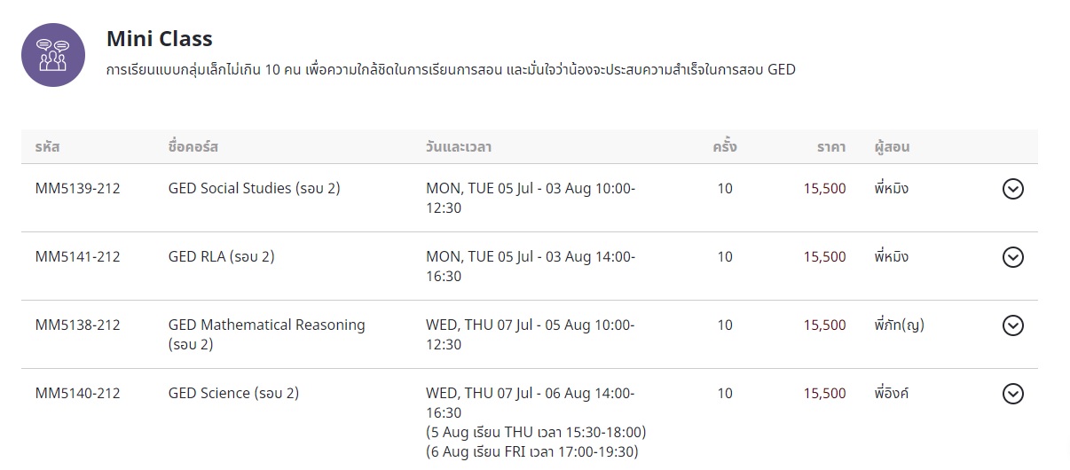 คอร์สเรียน GED Mini Class 2021 - ignite by OnDemand