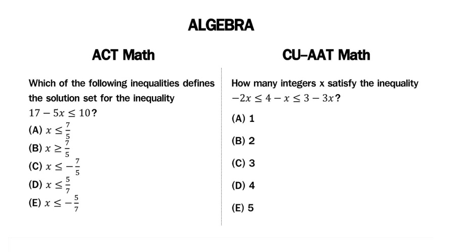 algebra act math vs cu-aat math - ignite by OnDemand