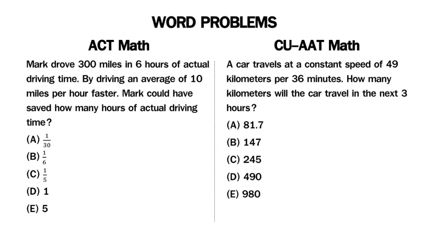 word problems act math vs cu-aat math - ignite by OnDemand