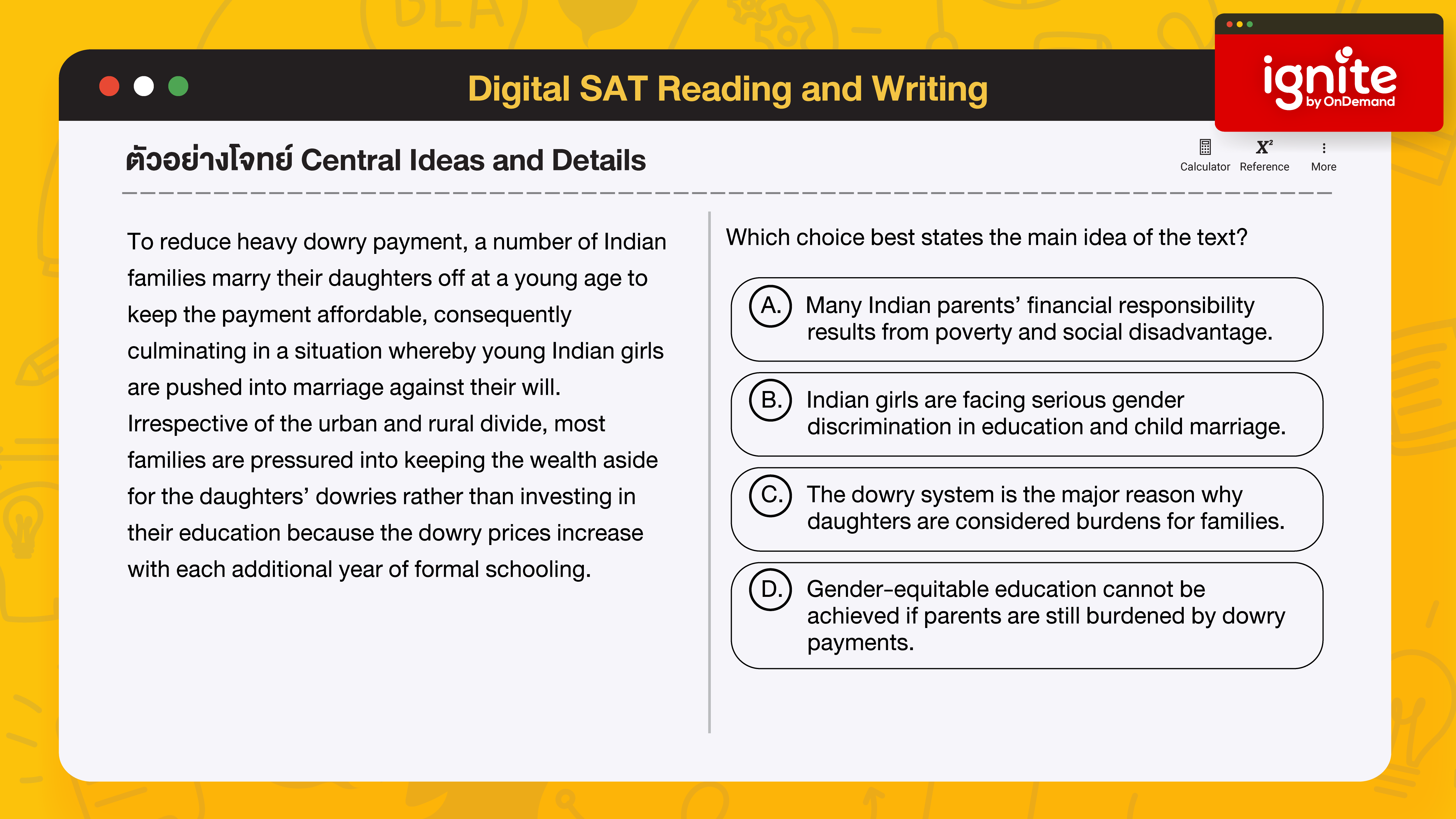 Central ideas and details - Digital SAT Reading and Wrting 2023 - ignite by OnDemand
