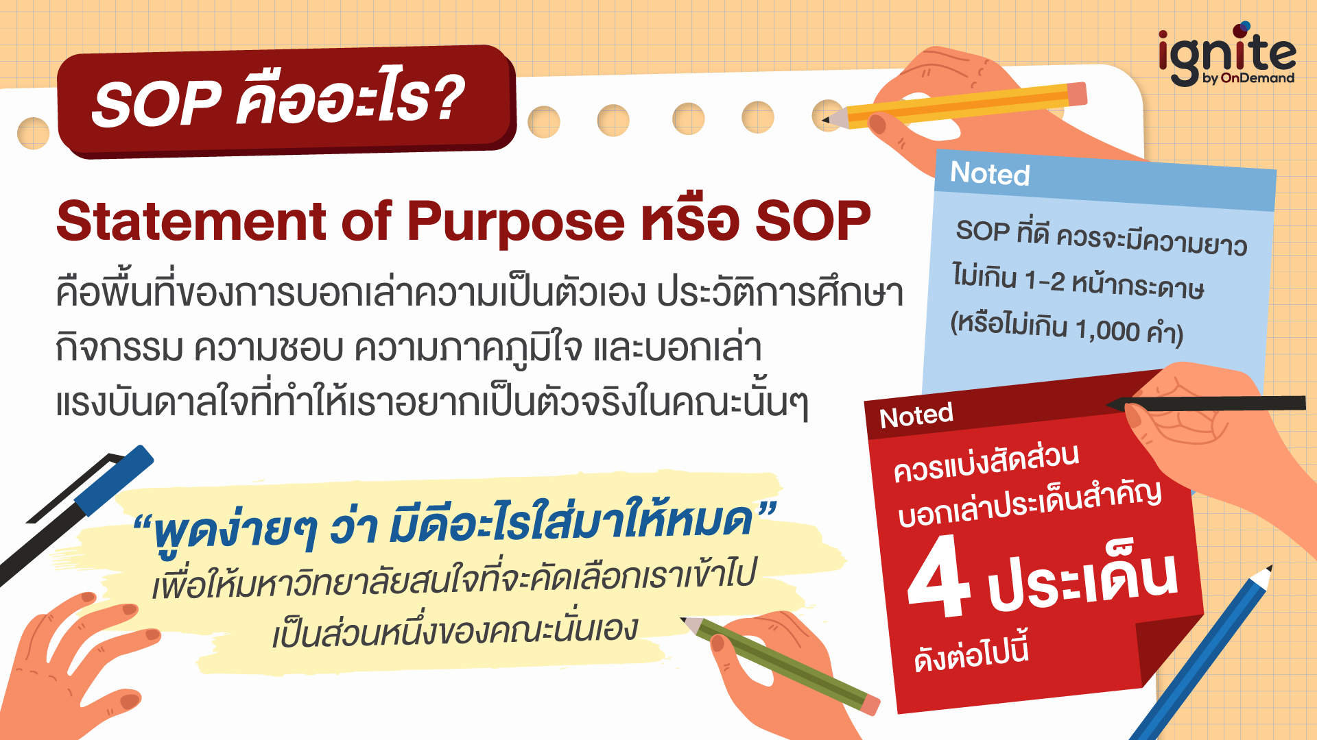 Statement of purpose คือ - ignite by OnDemand - Banner1