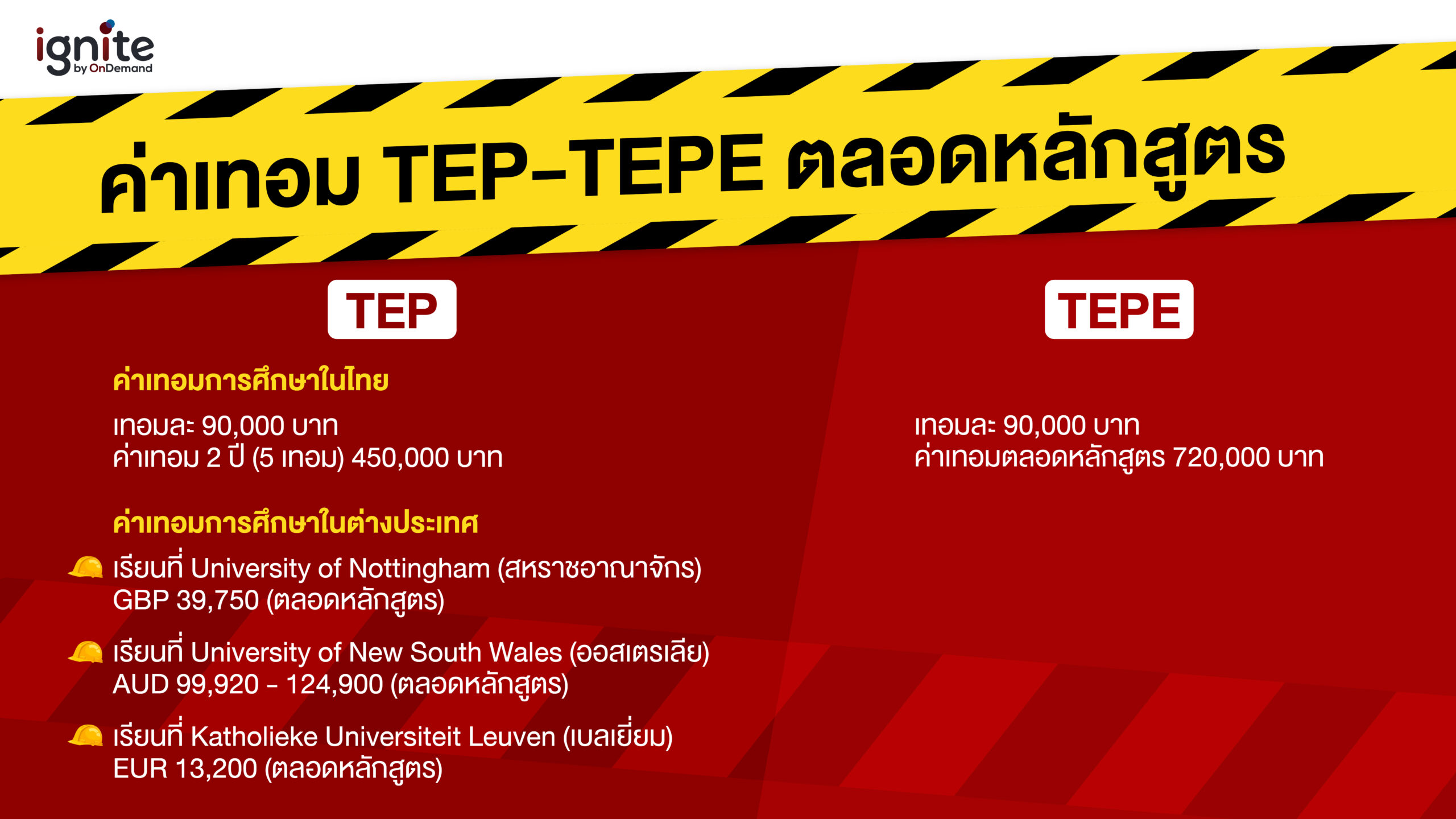 ค่าเทอม TEP TEPE - ignite by OnDemand - Banner