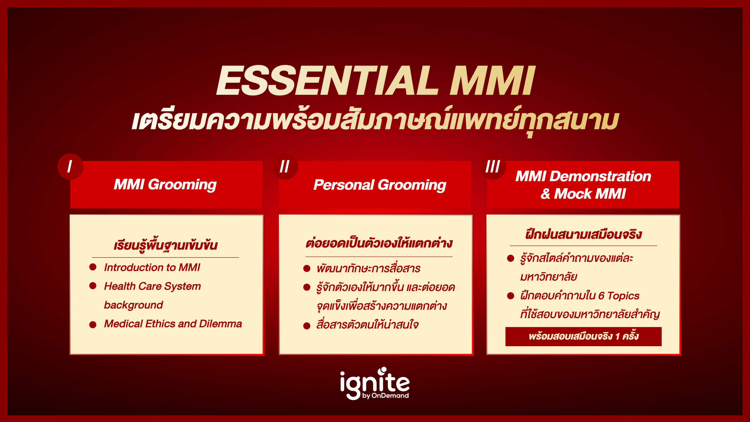 Essential MMI เตรียมพร้อมก่อนการสอบ - ignite by OnDemand - Banner