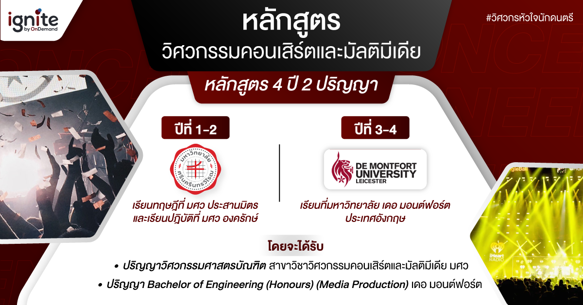 วิศวกรรมคอนเสิร์ต มศว 2 ปริญญา - ignite by OnDemand - Banner