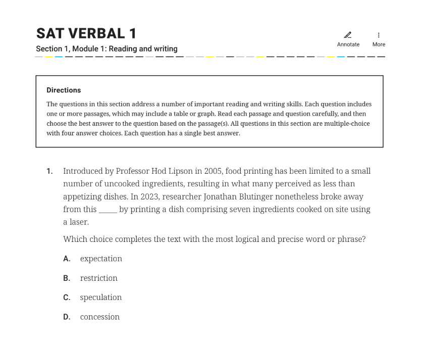 ตัวอย่างโจทย์ Digital SAT Module 1 - Reading and Writing - ignite by OnDemand