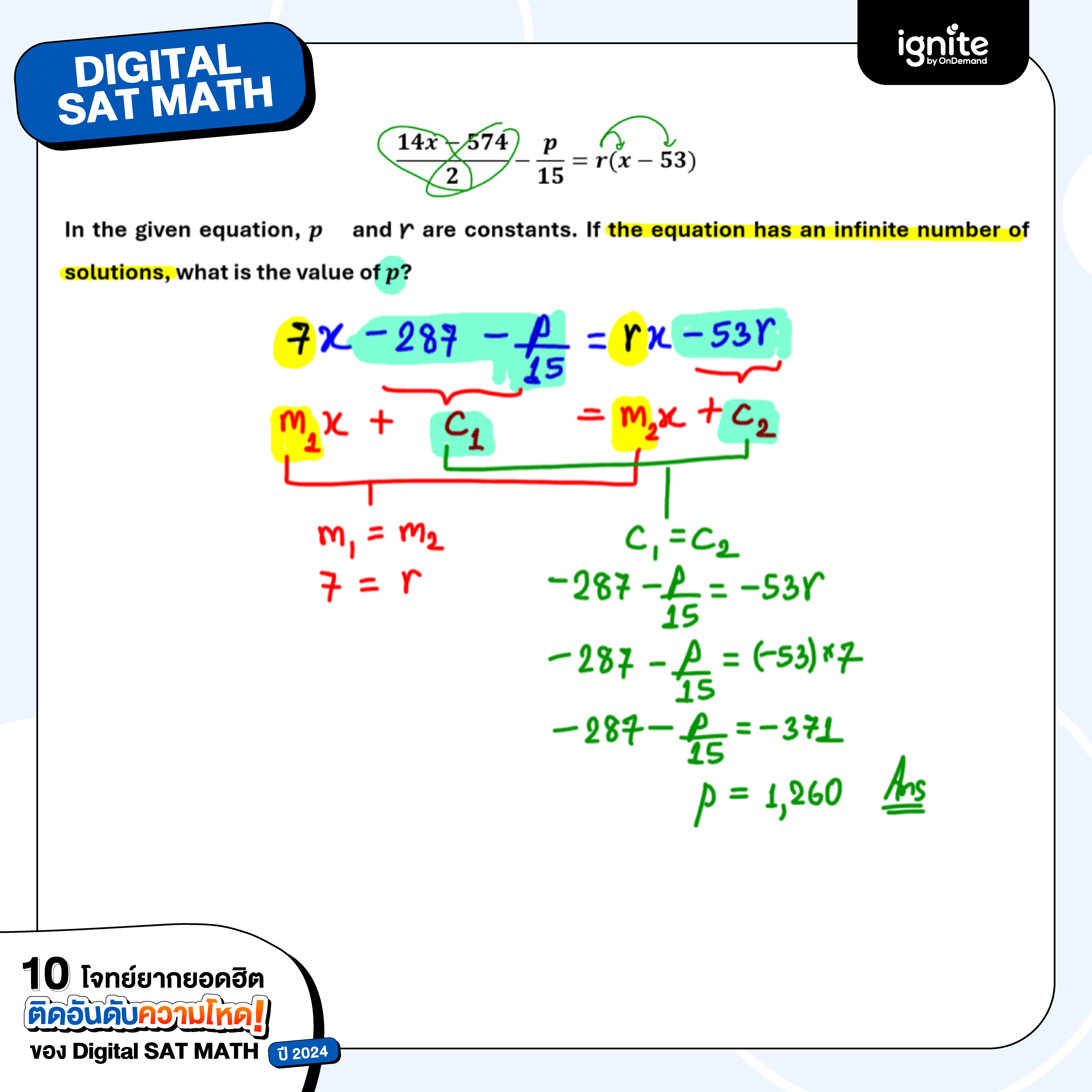 1. Number of Solutions of a System of Linear Equations - Algebra - digital sat math - ignite by ondemand