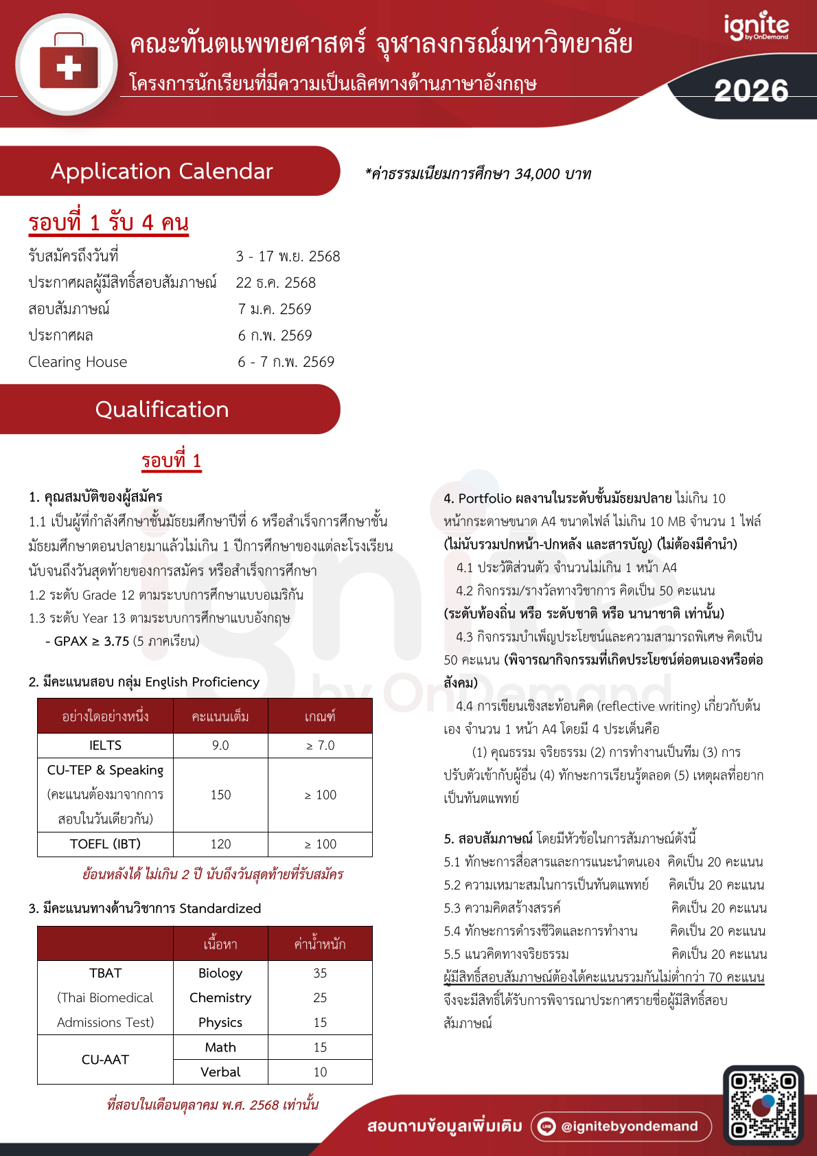 Requirements คณะทันแพทยศาสตร์ จุฬาลงกรณ์มหาวิทยาลัย
