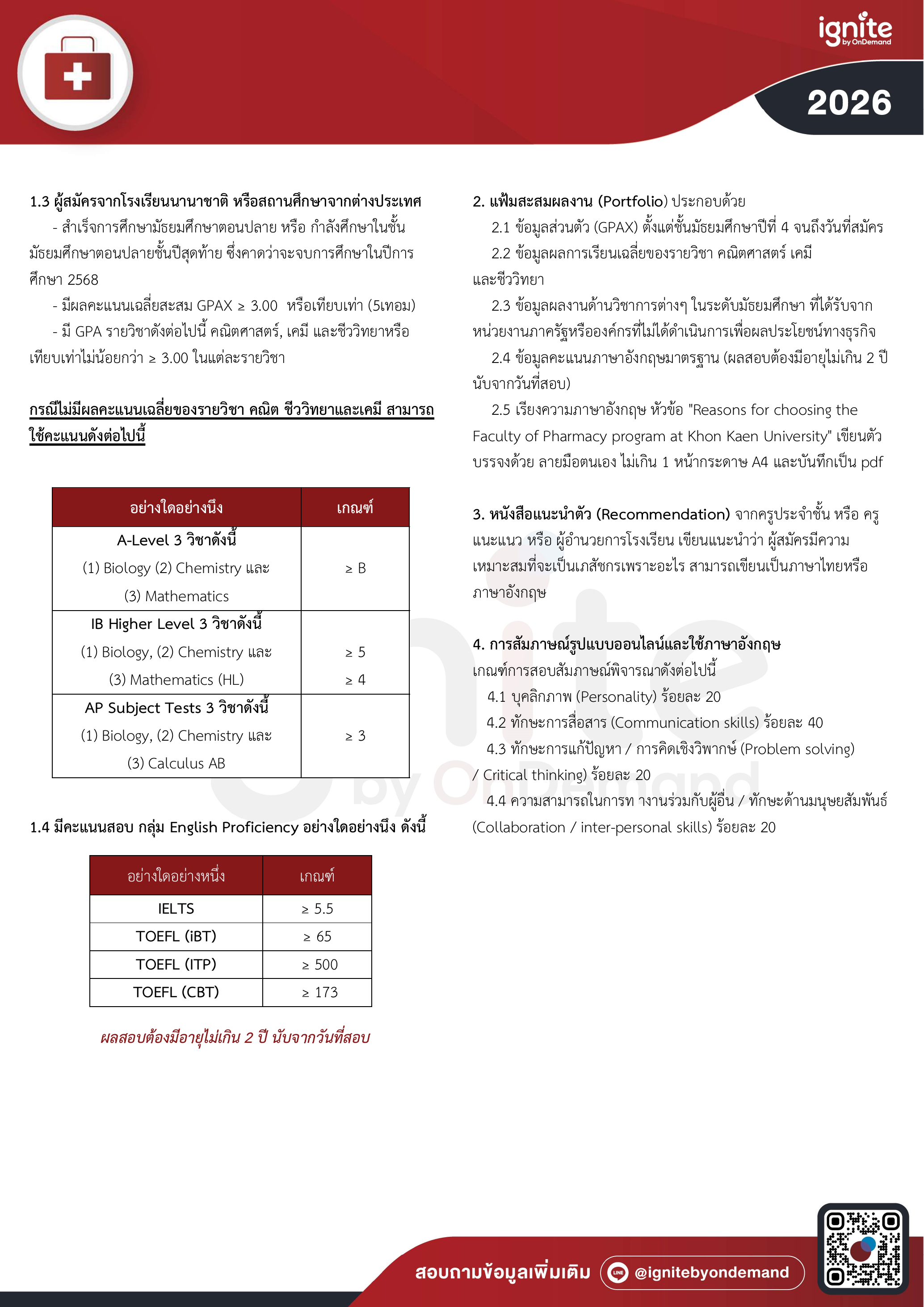 Requirement คณะเภสัช มข 69