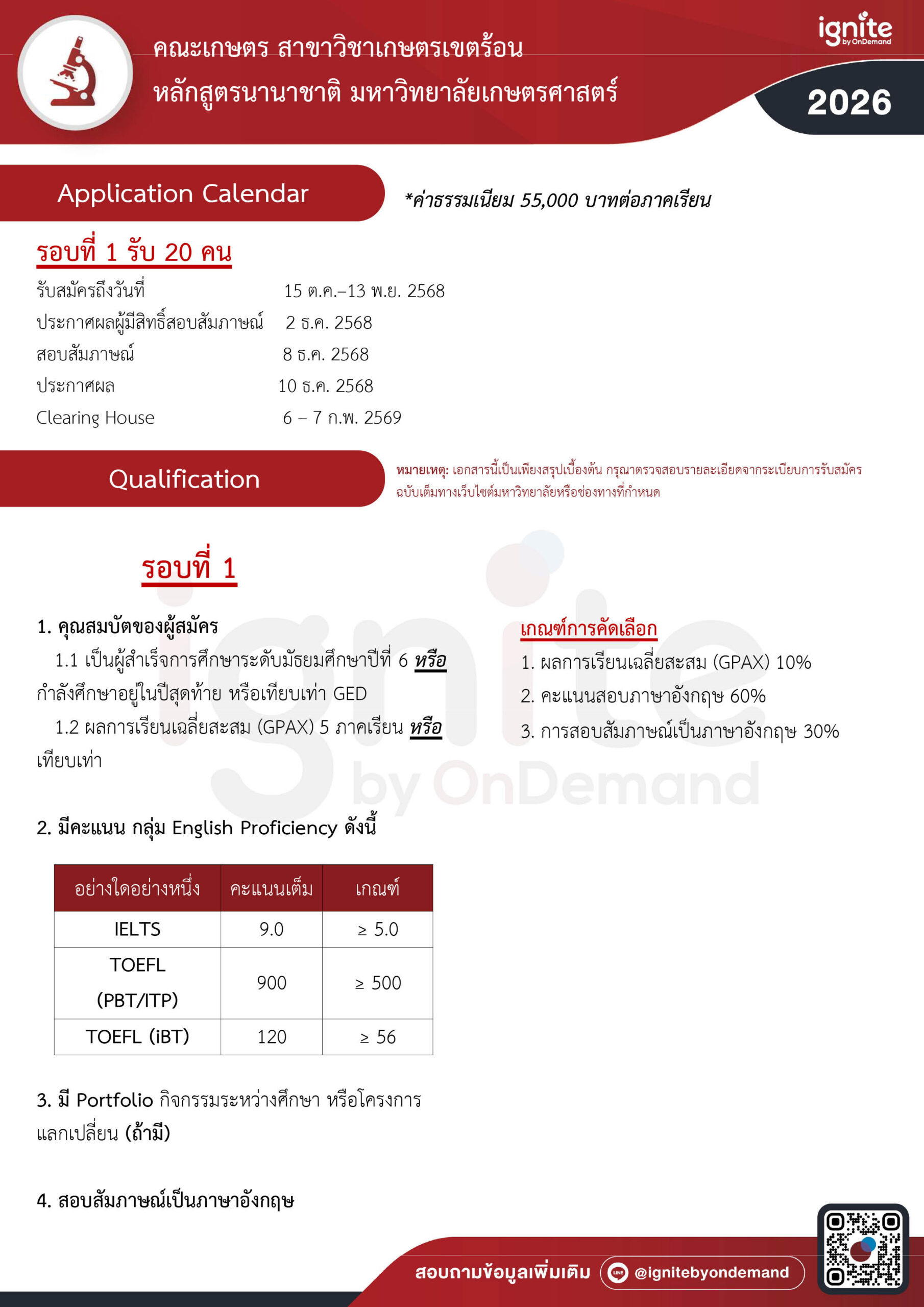 Requirement สาขาวิชาเกษตรเขตร้อน หลักสูตรนานาชาติ คณะเกษตร มหาวิทยาลัยเกษตรศาสตร์